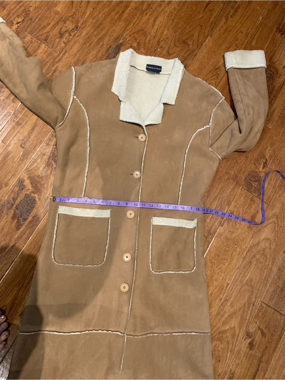 Vintage Tan Shearling Long Coat - Womens - Picture 10 of 12